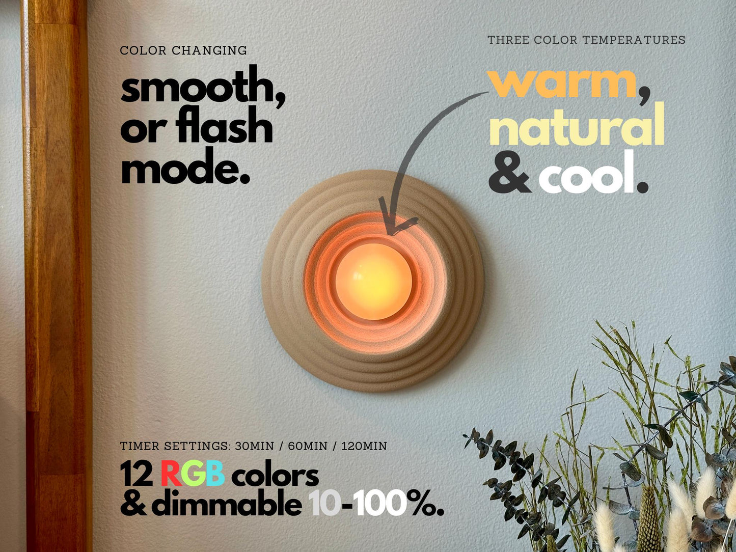 Circa Wall Sconce – Wireless, Rechargeable, Dimmable