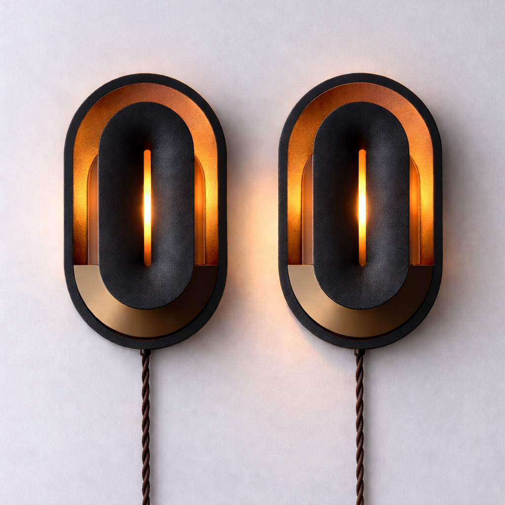 Dune Plug-in Wall Sconce Pair – Terracotta Color-way (Set of 2)