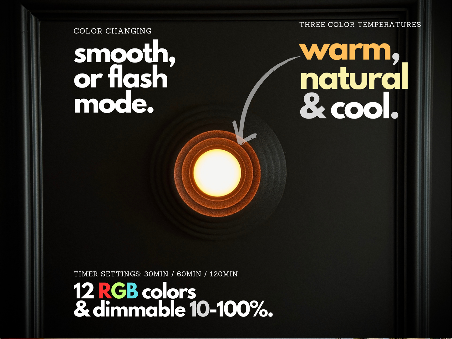 Modern Wall Sconce – Black Matte Cordless Light with Remote Control