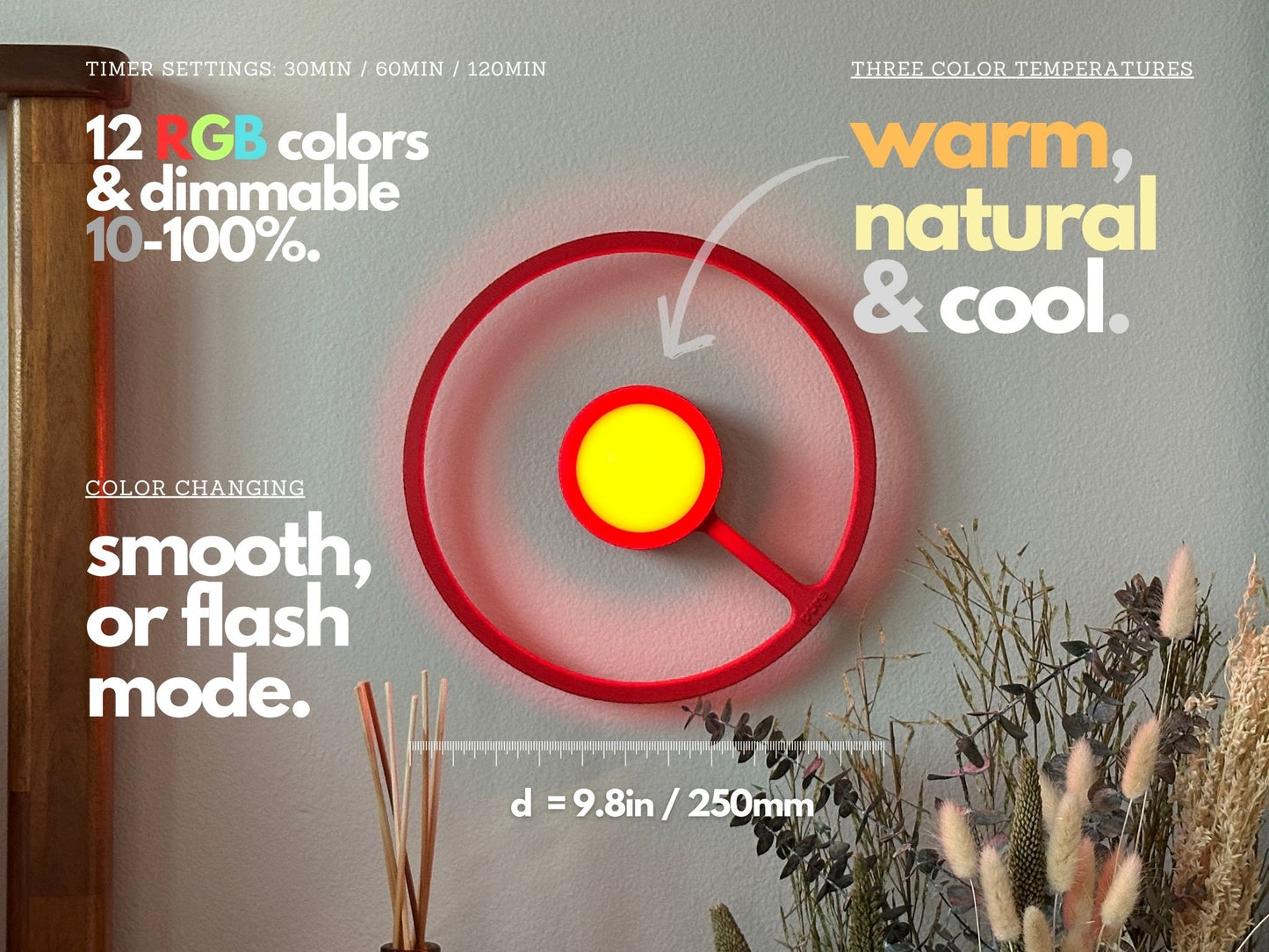 Wireless ORA sconce. All the features of the wall lamp.