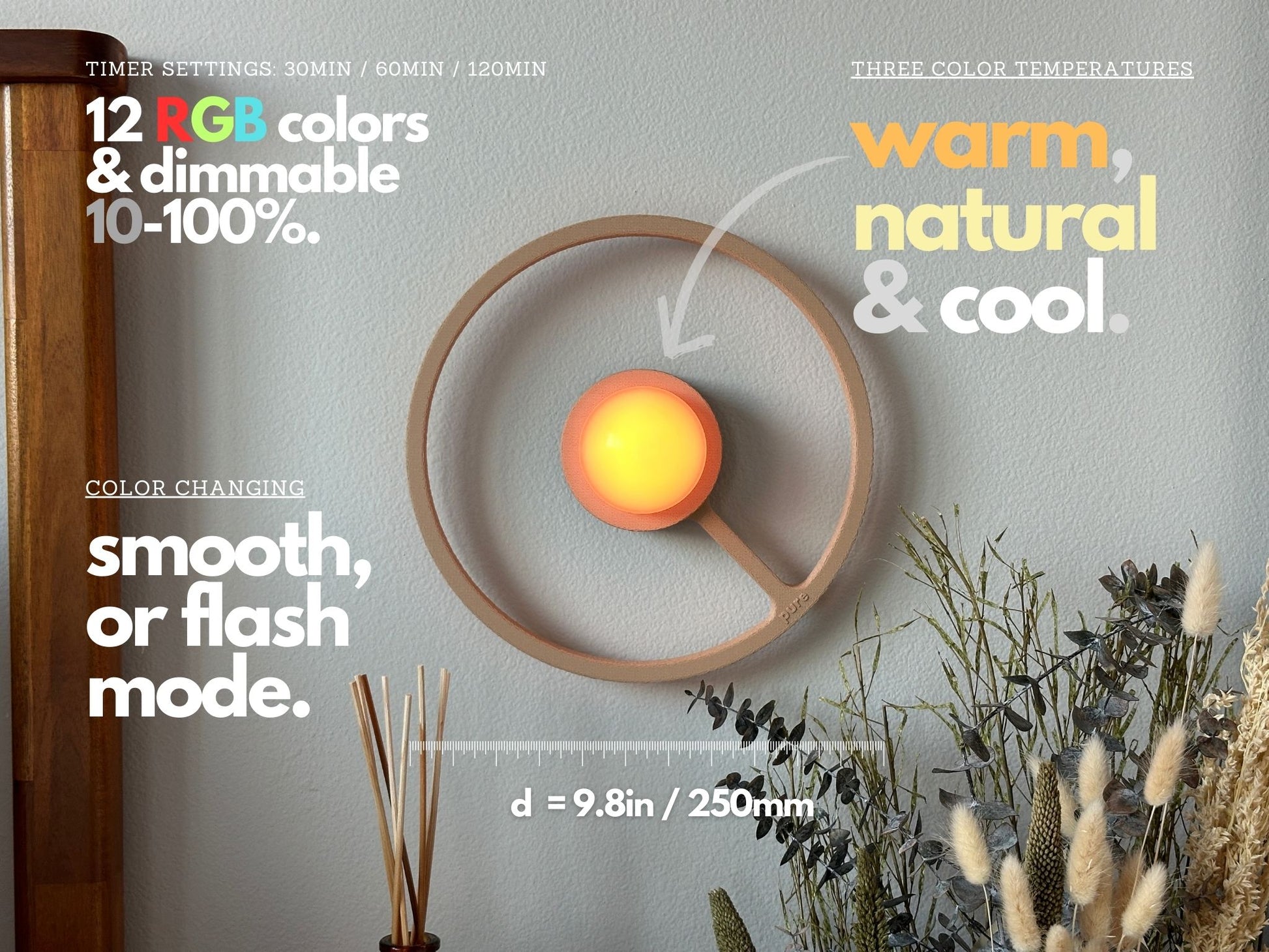 Modern Sand-colored ORA sconce on a bedroom wall providing warm accent light.