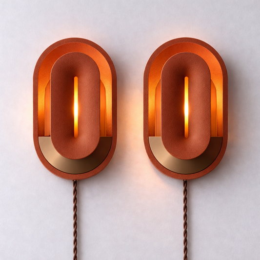 Dune Plug-in Wall Sconce Pair – Terracotta Color-way (Set of 2)
