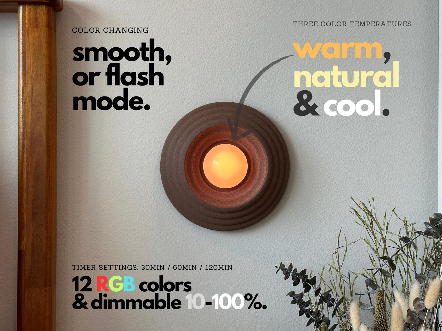 Circa Wall Sconce – Wireless, Rechargeable, Dimmable